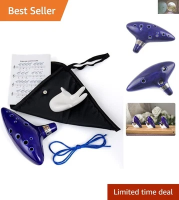Ceramic 12 Hole Alto C Ocarina with Display Stand & Music Book for Zelda Lovers - Image 1 of 4