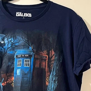Dr. Who & the Daleks Size Large Navy Blue 2016 Doctor Who Graphic Unisex T-shirt - Picture 1 of 5