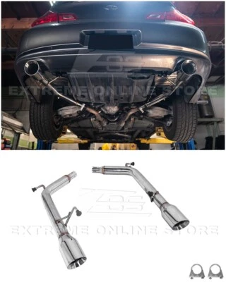 For 07-14 Infiniti G35 G37 Sedan | 4" Tips Muffler Delete Axle Back Exhaust - Image 1 of 4