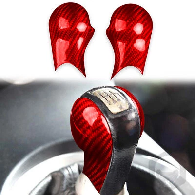 Manual Car Gear Shift Knob Trim For NISSAN 350Z Z33 2003-09 Carbon Fiber Red sng — 第 1/4 张图片