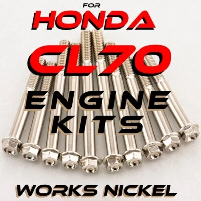 Works Nickel ENGINE Bolt Kit for 1969-1973 Honda CL70 Models - Imagem 1 de 4