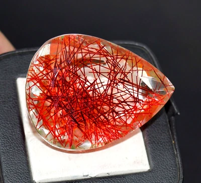144.90 Ct GIE Certified Pear Cut Natural Red Rutilated Quartz Loose Gemstone - Image 1 of 4