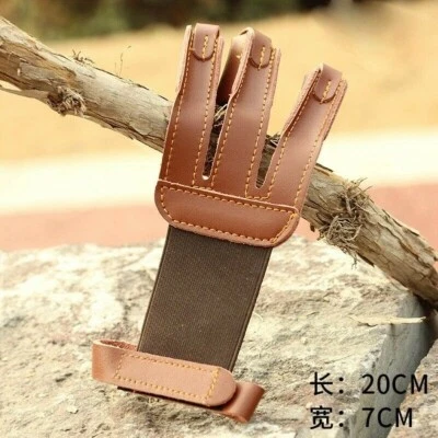 Archery 3 Fingers Guard Shoot Gloves Mittens Faux PU Leather Hunting Protect - Image 1 of 4