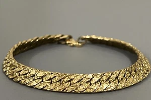 Bracciale Vintage Tono Oro Pepita Piatta Texture Classico Elegante 8” - Foto 1 di 13