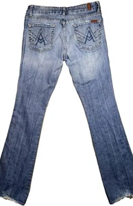 7 For All Mankind Women's Jeans Vintage 28 Wide Leg Rhinestone Bling Made in USA - Picture 1 of 12