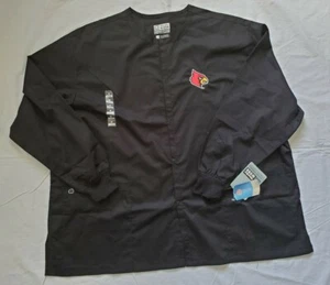 Wonderwink Scrubs Unisex Louisvil Cardinals Long Sleeve Button-down Black Sz. 3X - Picture 1 of 3