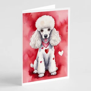 White Poodle My Valentine Greeting Cards Envelopes Pack of 8 DAC5419GCA7P - Picture 1 of 3