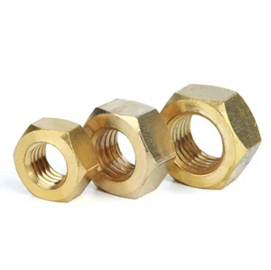Brass Hex Full Nut Hexagon Nuts DIN934 M1.4 M1.6 M2 M2.5 M3 M4 M5 M6 M8 M10~M24 - Picture 1 of 6