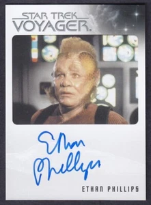 STAR TREK VOYAGER HEROES & VILLAINS AUTOGRAPH ETHAN PHILLIPS AS NEELIX - Zdjęcie 1 z 2