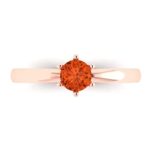 Anillo de compromiso de corte redondo de 0,5 tcw para mujer, anillo de promesa rojo de oro rosa de 14K - Imagen 1 de 11