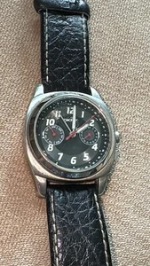 DKNY Mens Watch 5 ATM 50 Meters Black Leather Band 250101 - Picture 1 of 8