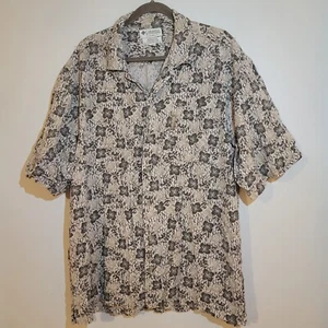 Columbia Shirt Men XXL Beige Floral Cocktail Print Hawaiian Cotton Linen Blend - Picture 1 of 8
