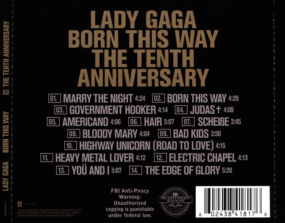 BORN THIS WAY [TENTH ANNIVERSARY EDITION] [9/3] NEW CD - Image 1 of 1