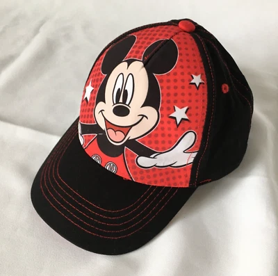 Disney Hat Cap Mickey Mouse Stars Baseball Black Red Snapback Toddler Boys Girls - Image 1 of 4