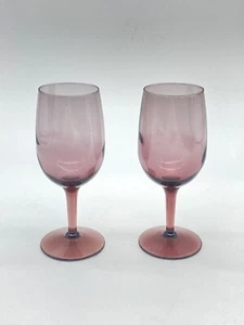 Vintage Purple Amethyst Wine Cordial Glasses Set Of 2 MCM 4oz 6.25” Tall - Picture 1 of 6