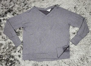 Suéter Athleta Para Mujer Grande Gris Modal Cuello en V Mangas con Agujero para Pulgar Logo Pullover - Imagen 1 de 17