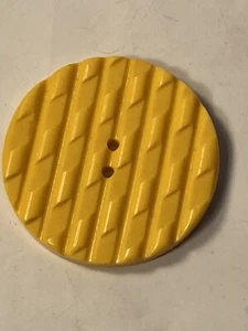 VTG Bakelite Round Carved Button Yellow 1 1/4” - Picture 1 of 3