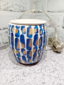 Blue Lines geometrischer Simmertopf Wachswärmer rosa Zebra hellbraun weiß modern wärmt Öl - Bild 1 von 2