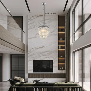 E26 Crystal Chandelier Modern Ceiling Light Lamp Pendant Lighting Fixture - Picture 1 of 19