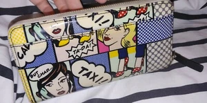 Kate Spade Retro Comic Pop-Art bunte Punkte Cartoon Reißverschluss kontinentale GELDBÖRSE RARITÄT - Bild 1 von 11