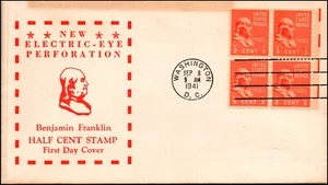 Scott 803EE 0,5 Cents Franklin Jaques Raiely FDC Unaddressed Planty 803-112 - Bild 1 von 2