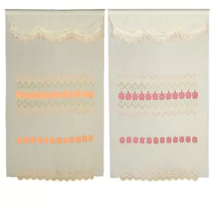 Peach Pink Room Decor Velvet Flowers Sheer Window Curtain Drapes Panels 60x90" - Picture 1 of 13