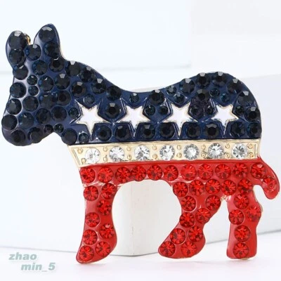 Хрустальная брошь на булавке с флагом США со стразами золотые ювелирные изделия подарки для вечеринок - Изображение 1 из 4