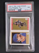 1989 O-Pee-Chee Stickers Mario Lemieux #158 Gold - PSA Grade MINT 9
