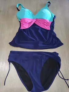 DAMEN PROFIL GOTTEX BADEANZUG 2 STCK. Größe 40D DUNKELBLAU GEPOLSTERTER BH SUPER - Bild 1 von 2