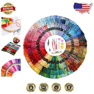 200 Pcs Cotton Embroidery Threads with Essential Craft Tools Included - Picture 1 of 8