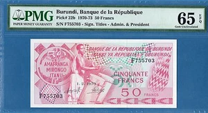 Burundi, 50 Francs, 1970, Gem UNC-PMG65EPQ, P22b - Picture 1 of 2
