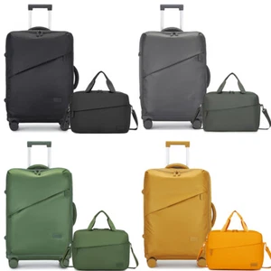 20Inch Soft Shell Suitcase Nylon 4 Wheels Cabin Hand Luggage With Travel Bag - Picture 1 of 38