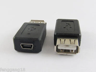 10pcs USB 2.0 A Female Jack To Mini B 5-Pin Female Data Cable Adapter Converter - Image 1 of 4