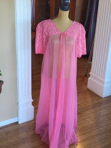 Vanity Fair rosa Trikot Nylon Morgenmantel Größe 38 - Bild 1 von 10