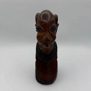 Talla de madera tribal africana vintage de un hombre barbudo/palo de rosa - Imagen 1 de 7