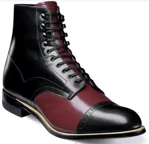 Stacy Adams "Madison'' Burgundy Multi Goatskin Leather Cap Toe Lace-Up Boots - Picture 1 of 7
