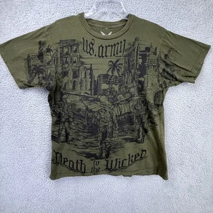 Apprime US Army Shirt Mens Medium Death To The Wicked Troops Green Skulls Ghosts - Picture 1 of 9
