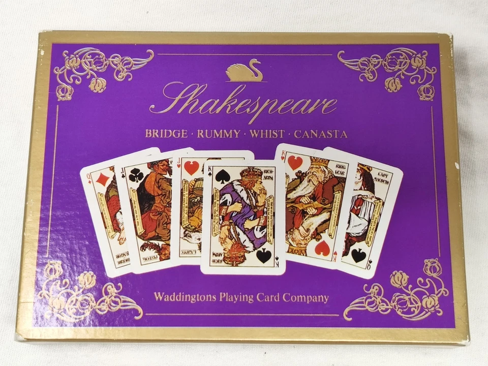 Waddingtons Shakespeare Playing Cards Bridge/Rummy/Whist/Canasta 2 Deck 1 Unopen - Image 1 of 4