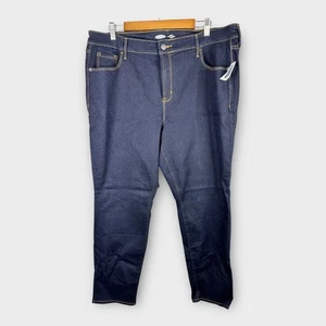 Pantalones de mezclilla Old Navy para mujer talla 18 Power ajustados rectos tiro medio NUEVO lavado oscuro - Imagen 1 de 9