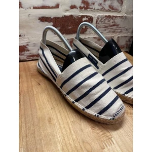 Saint James Navy Stripe Espadrille Flats Women Canvas Nautical Style Size 8 - Picture 1 of 10