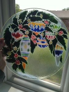 Vintage Peggy Karr Schmelzglas große runde Weihnachtsschmuck Servierplatte 13,75"  - Bild 1 von 21