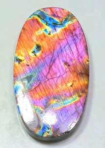 115 Ct 7X30X56 mm Natural Purple Fire Labradorite Oval Cabochon Gemstone RE-03 - Picture 1 of 2