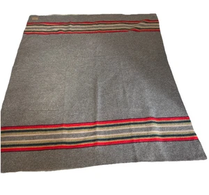 Pendleton YAKIMA Camp HUNTERS Wolldecke 66x79" grau/rot/schwarz gestreift Vintage - Bild 1 von 13