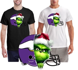 Neu / Minnesota Vikings GRINCH Tee / Quality Wicking T-Shirt - Bild 1 von 9