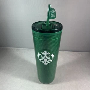 New Starbucks Coffee Green Water Bottle Tumbler With Straw. Never Used 24oz - Picture 1 of 9