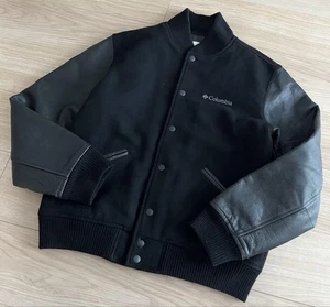 S Size Stadium Sukajan Jacket Columbia Leather Wool Switch Black - Picture 1 of 8