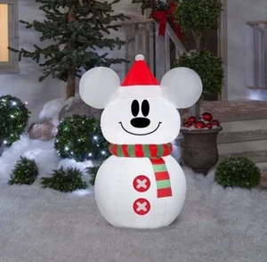 3.5' LED DISNEY MICKEY MOUSE MUÑECO DE NIEVE NAVIDAD INFLABLE POR GEMMY - NUEVO - Imagen 1 de 3