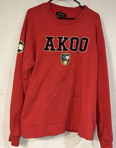 AKOO Brand Red Crew Neck Embroidered Sweater Crewneck Sweatshirt - Men Sz 3XL** - Picture 1 of 8