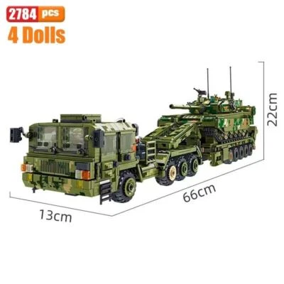 Building Blocks MOC WW2 Military 99A Tank Transporter DIY Bricks Model Kids Toys - Image 1 of 4