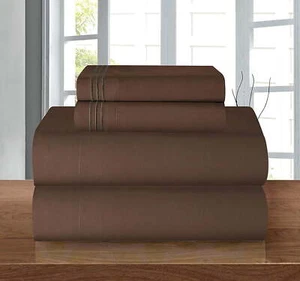 Celine Linen 1500 Thread Count Microfiber 4-Pc Sheet Set California King, Brown - Picture 1 of 24